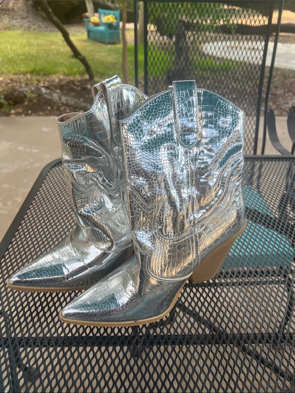 Fun festive silver booties